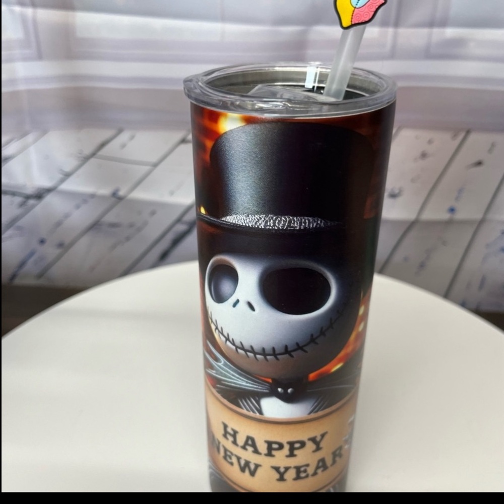 Handmade‎ Happy New year’s  Scary Tumbler. NWOT